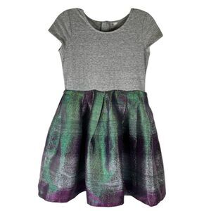Justice Dress Girls Gray Green Purple Metallic Mermaid Short Sleeve 14
